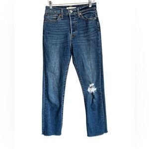 Levi’s Strauss wedgie straight button fly jeans size 27 distressed mid wash boho